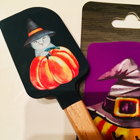 2 Halloween Witch Hat Cat Pumpkins JOL Spatulas - Picture 3 of 6